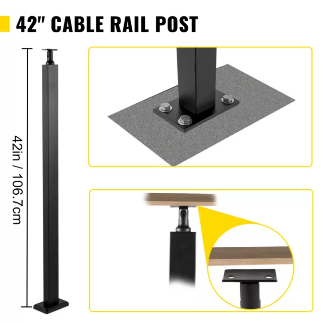 VEVOR Barandilla de Escalera de Cable para Exteriores 106,7 x 5 x 5 cm, Negro 2