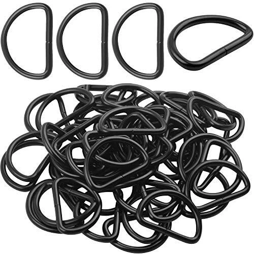 BronaGrand 50 piezas anillos en D de metal de 1 pulgada hebillas para correas lazos cinturones bolsas negras