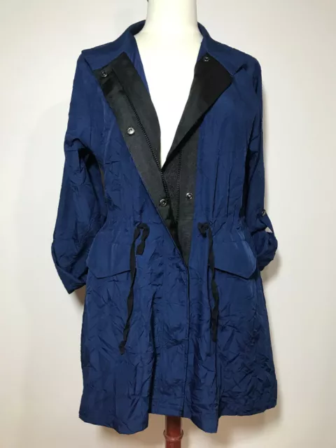 SIMPLY VERA WANG Lightweight Zip TIE FRONT Navy Blue RAIN Coat/Jacket Sz M