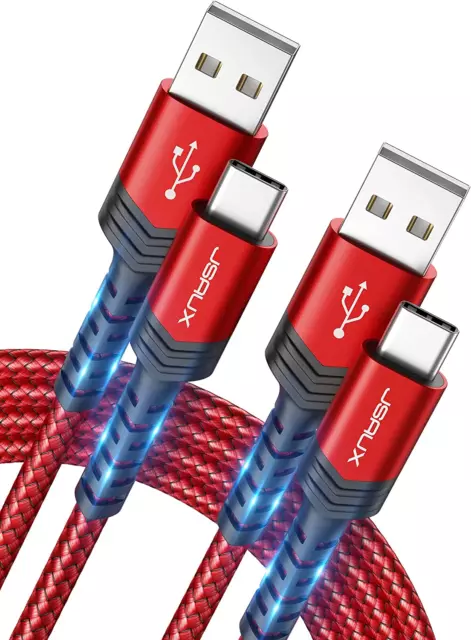 JSAUX USB C Kabel 3,1A [2 Stück 2M], USB Typ C Ladekabel Schnellladung Kompatibe