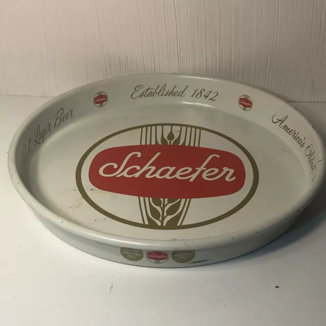 Vintage Schaefer "America's Oldest Lager Beer" Metal Serving Tray, 13” Diameter