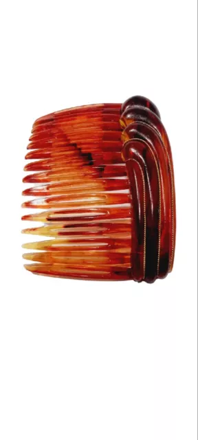 Vntg 1979 Paris Diffusion Lucite Faux Tortoise Shell Gold Wire Hair Comb 2.75"