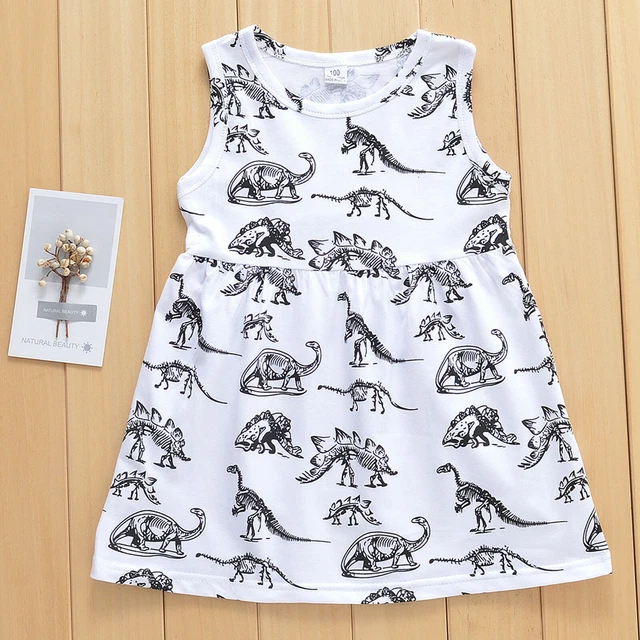 Abiti casual senza maniche stampa dinosauro senza maniche per bambini bambini