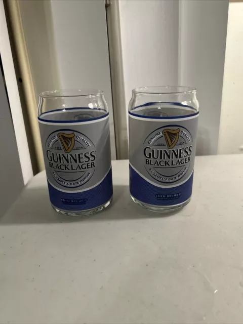 Set(4) Guinness Black Lager Glassware St James Gate Dublin Mint Condition 5.25”H