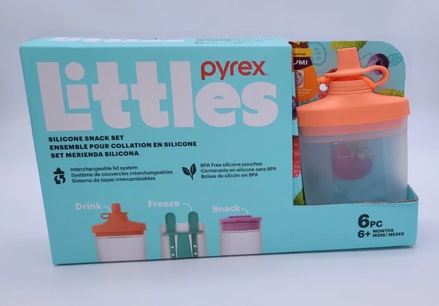 NEW Pyrex Littles 6 piece Silicone Snack Set Sip Drink Freeze Snack Kids YUMI