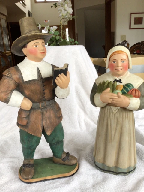Dept 56 LEO SMITH "Our Town" Pilgrims Woman/Man Thanksgiving Set ORIGINAL BOX