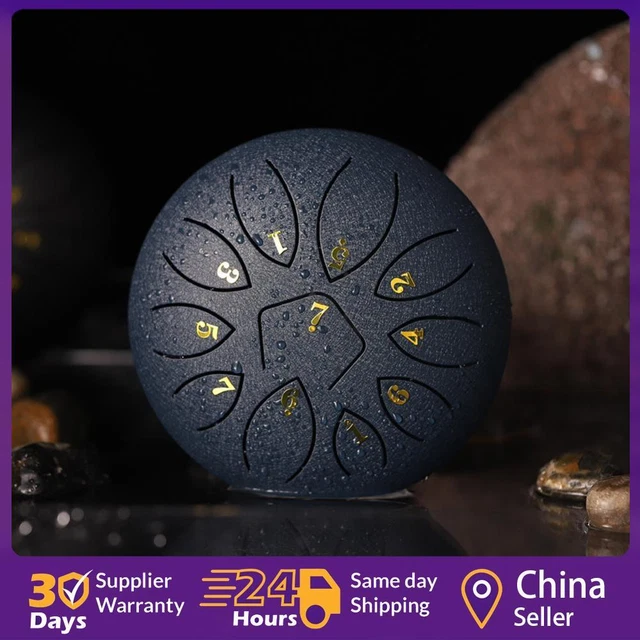 6 Inch 11-Note Tongue Drum with Drumsticks Hand Pan Ethereal Drums (Navy) ☘️