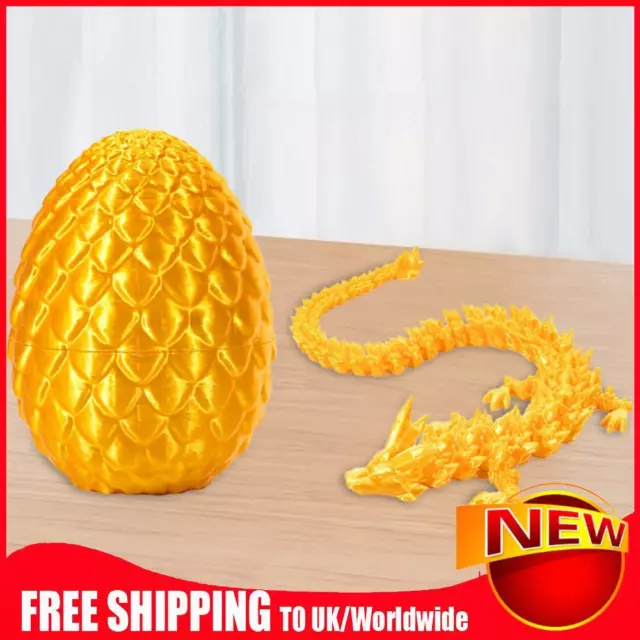 3D Printed Dragon in Egg Crystal Dragon with Egg for Home Kid Gift (Gold)