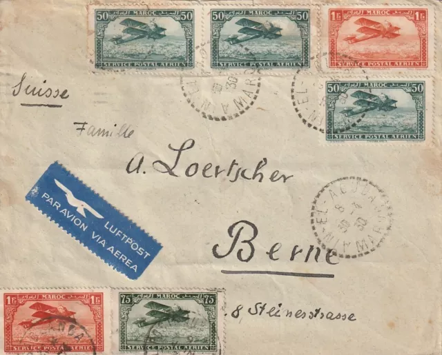 MOROCCO: Airmail cover to Switzerland 1930.