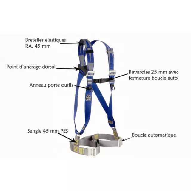 HARNAIS DE SÉCURITÉ ANTI CHUTE artec Elastomax 2 Premium L/XL