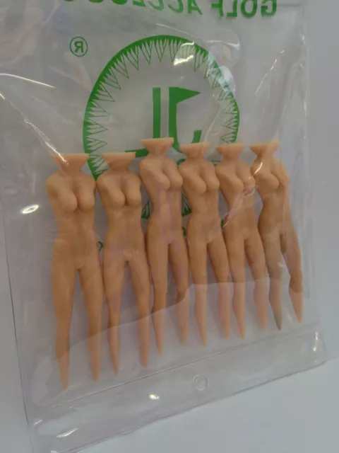 Pack of 6 JL Golf Novelty nude lady tees. Joke Xmas gift Stag party fathers day