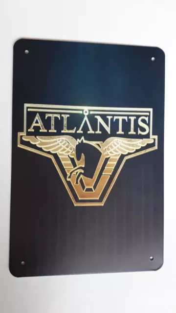 STARGATE ATLANTIS Blechschild ATLANTIS LOGO in 3D Neon Style 20x30 cm