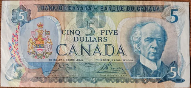 Bank Of Canada $5 Five Dollars Note 1979 Crow Bouey