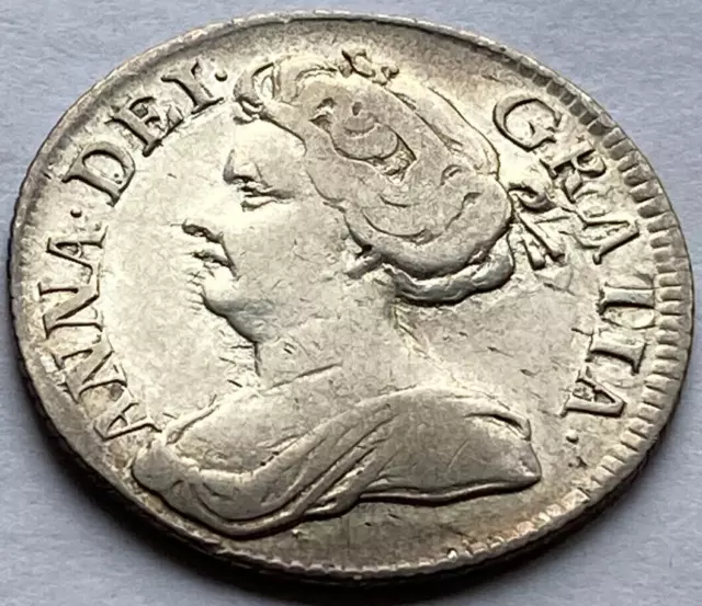 1711 Queen Anne Silver SIXPENCE Coin in High grade / Scarce /  #268
