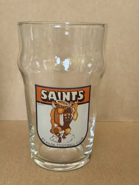 Vintage 1976 Beer Glass St Kilda Football Club VFL  AFL Saints Mug Pint 13CM