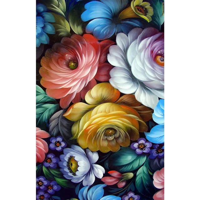 Kit de pintura de flores coloridas para principiantes 40x60 cm (B999)