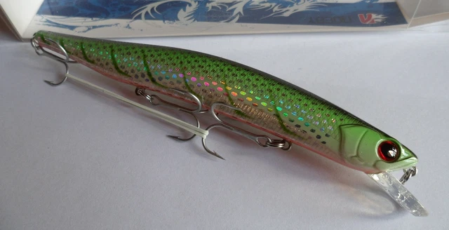 Noeby leurre pêche mer rivière 8cm 7g nage jusqu'à 0,8m jaune/verdâtre holo