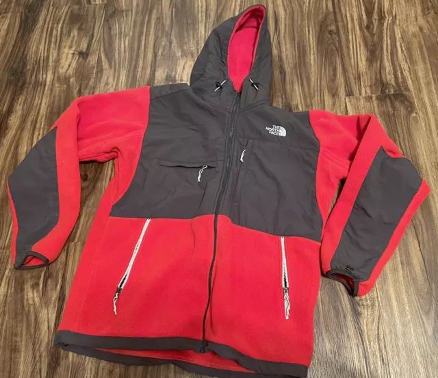 Mens The North Face Denali Zip Fleece Jacket Large  - Red Black