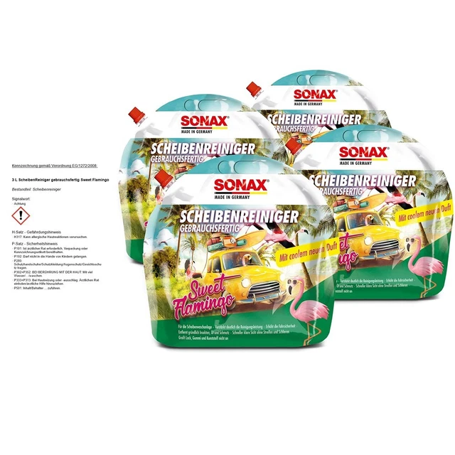SONAX 4x 3 L PULITORE DISCHI PRONTO ALL'USO SWEET FLAMINGO ACQUA TERGICRISTALLO ESTATE