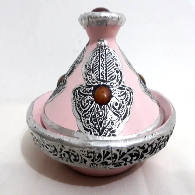 Mini Tagine Moroccan Tajine Spice Holder Pottery Ceramic Hand Painted 4 In Tall