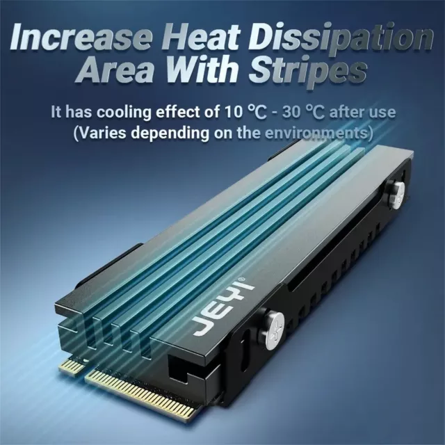 JEYI M.2 SSD Heatsink, NVME NGFF Cooling Aluminum Cooler Radiator with Thermal S