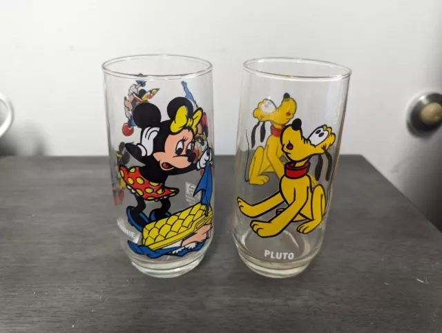 Vintage DISNEY 1978 Mickey Mouse PEPSI Collectors Drinking Glass - Set Of 2