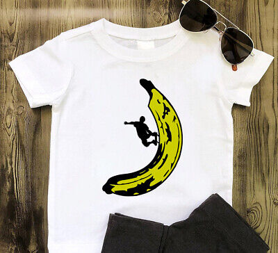 T-shirt skateboard banana uomo bambini pattinatore ragazzi ragazze regalo divertente maglia top