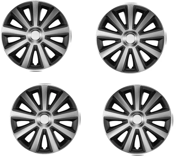 Wheel Trims 14" Hub Caps Aviator Plastic Covers Set of 4 Silver Black specific