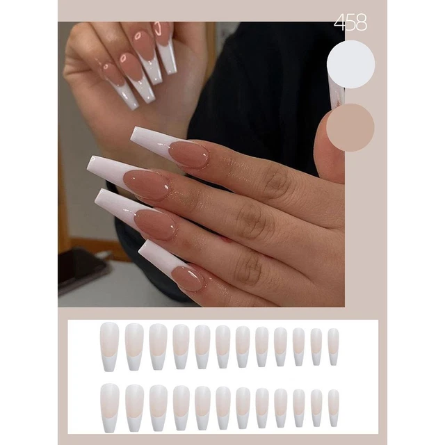 ongles Portable Pointe des ongles Faux ongles français dans un cercueil long 6