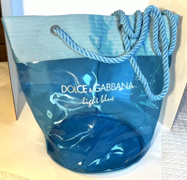 Dolce & Gabbana Light Blue Vinyl Tote Summer Pool Beach Bag 19 X 14 Large