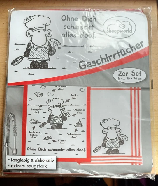 Geschirrtücher Sheepworld Ohne Dich schmeckt alles doof. 50x70cm 2er Set