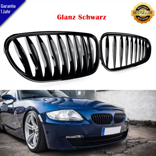 GLANZ SCHWARZ KLAVIERLACK 2x FÜR BMW E85 E86 Z4 NIEREN KÜHLERGRILL FRONTGRILL