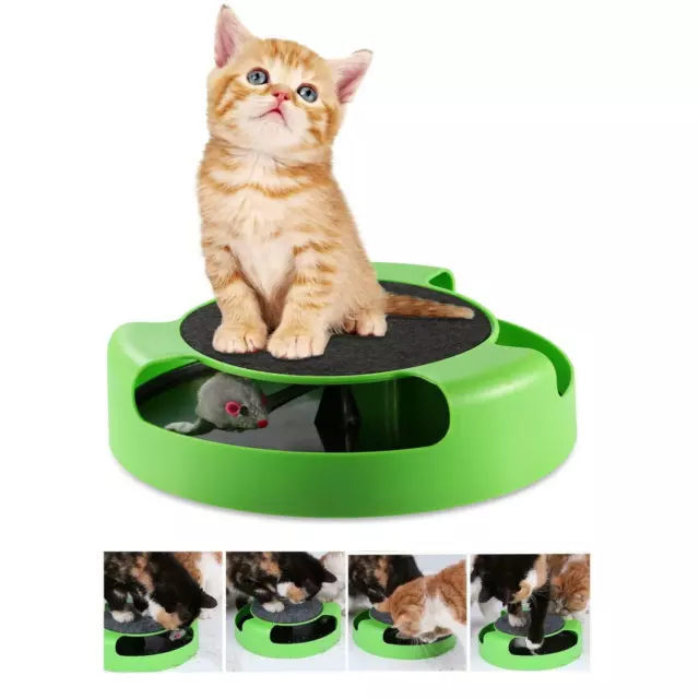 Cat Kitten Catch The Mouse Moving Play Interactive Toy Plush Scratching Claw Mat 2