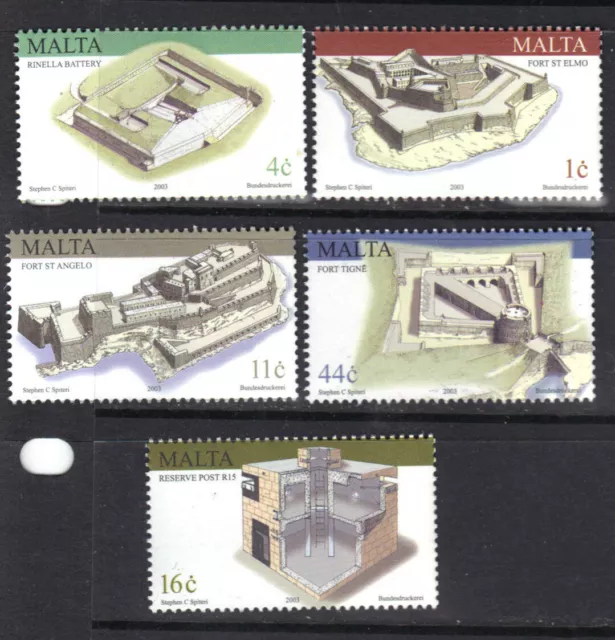 Malta 2003 Military Architecture Mnh Set Sc # 1113-1117