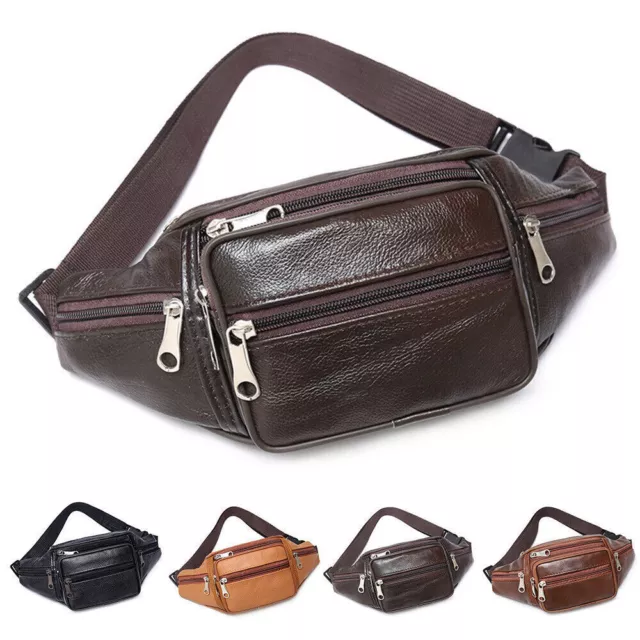 Mens PU Leather Bum Bag Waist Fanny Pack Travel Wallet Money Belt Bumbags Pouch~