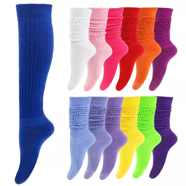 Slouch Socks Men Women Cotton Knit Scrunch Knee High Leg Warmers Stockings