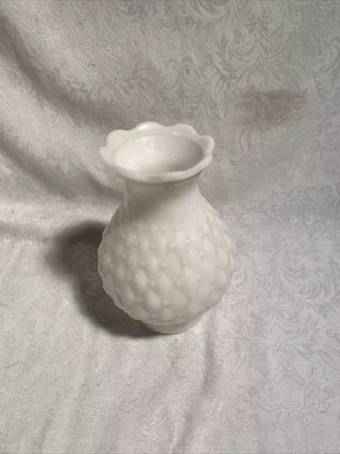 White Milk Glass Diamond Quilt Pattern Oil Lamp Shade Chimney 7” Tall #2