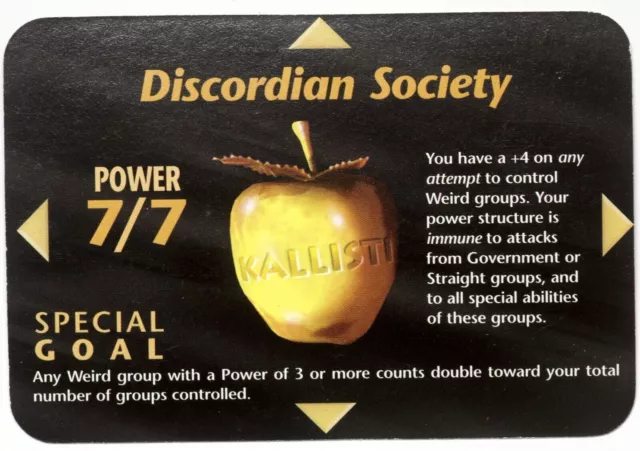 Discordian Society - Faction Card - INWO Illuminati Order Collectable 1995 OOP