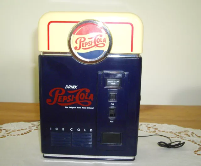 PEPSI COLA Ice Cold Vending Machine AM/FM Radio 1998 ~ Works