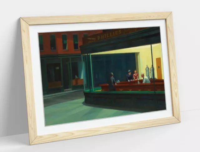 Edward Hopper, Nighthawks -Art Framed Poster Picture Print Artwork 3