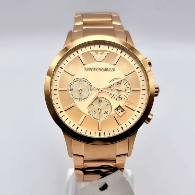 Neu Original Emporio Armani Renato Ar2452 Roségold Edelstahl Herrenuhr