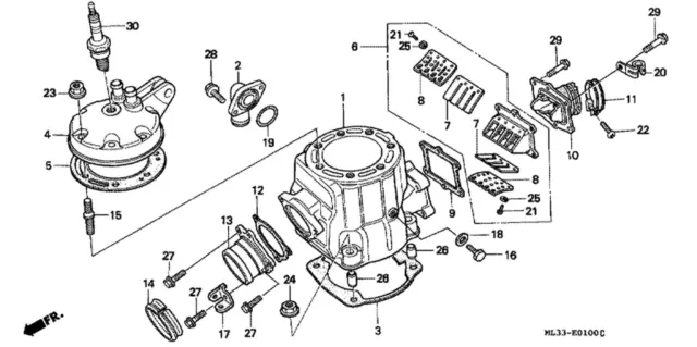 Original OEM Honda CR500R Zylinderkopf (1991-2001) P/N 12200-ML3-760 3