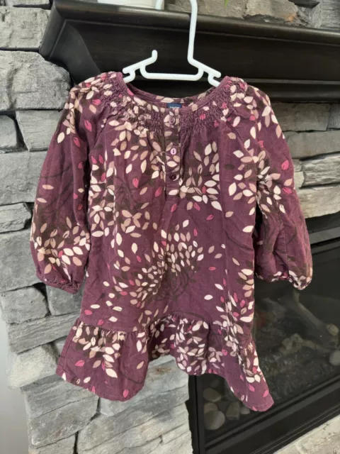 100 % Cotton Velvet Easter Floral Dress Toddler Size 2T Baby Gap Burgundy White