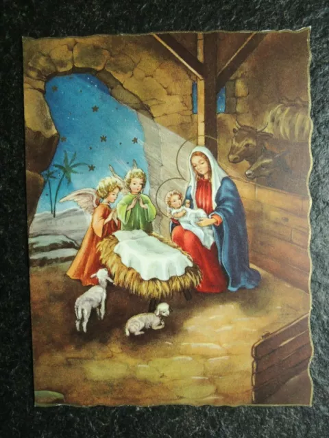 Alte AK , Maria mit Jesuskind und Engeln in der Weihnachtskrippe , (F818)