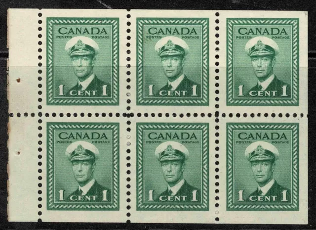 Canada 1942 -1943 King George VI Booklet Pane Of Six Stamps - MUH