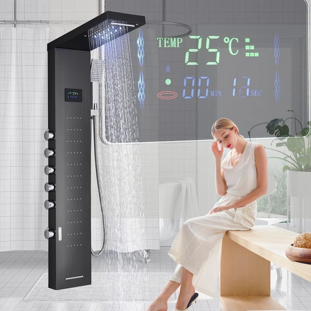 Panel de Ducha LED Columna de Hidromasaje en Acero Inoxidable con Ducha de Mano