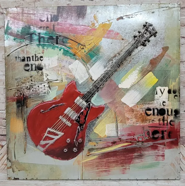 Guitar Painting Special Gift for a musician 3D Handmade Metal Wall Art Work