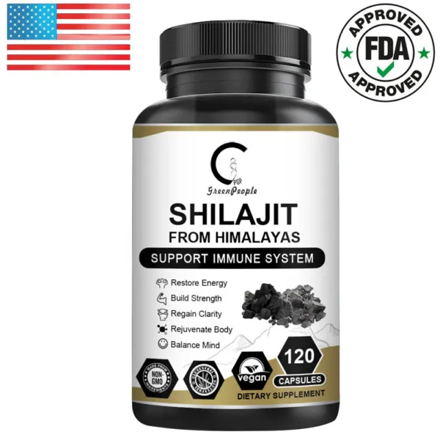 Himalayan Premium Pure Shilajit 120 Caps, Fulvic Acid,Extremely Potent,Organic