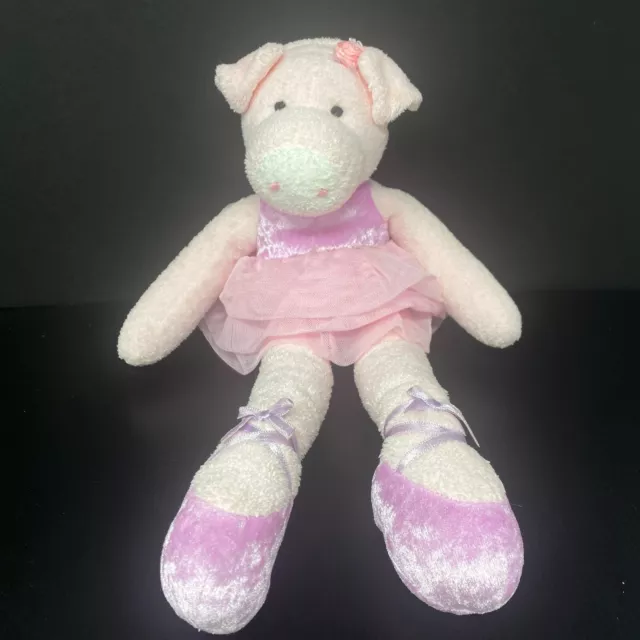 Bestever Pink Ballerina Pig Plush 14" Stuffed Animal Ballet Slippers Tutu Flower