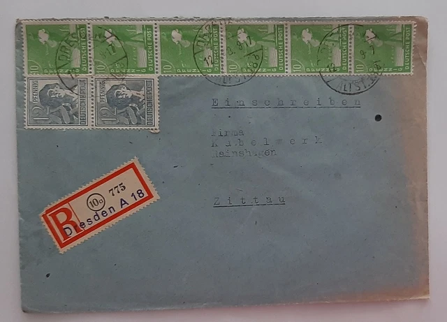 All.Bes. MiF, R-Brief von Dresden nach Zittau 12.4.48